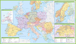 Большая детальная карта железных дорог Европы.