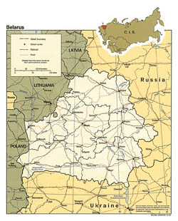 Политико-административная карта Белоруссии и соседних стран.