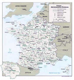 Административная карта Франции.