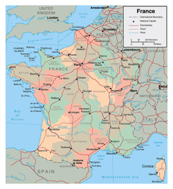 Подробная административная карта Франции.