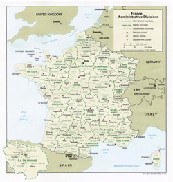 Карта административного устройства Франции.