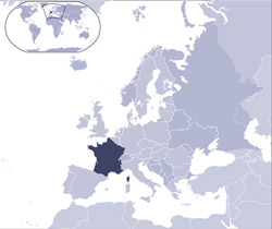 Карта месторасположения Франции.
