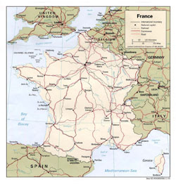 Политическая карта Франции.