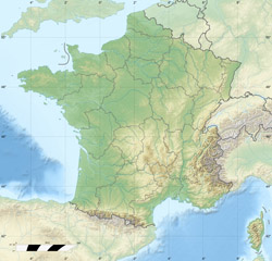 Карта рельефа Франции.