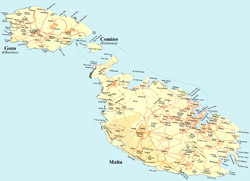 Карта автомобильных дорог Мальты.