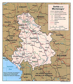 Политико-административная карта Сербии и Черногории.