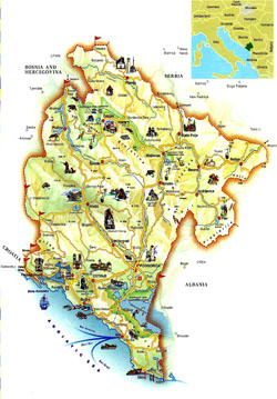 Туристическая карта Черногории.