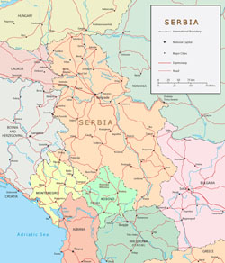 Политическая карта Сербии.