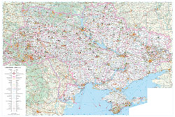 Большая автодорожная и туристическая карта Украины на украинском языке.
