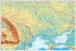 Физическая карта Украины.