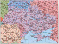 Карта автомобильных дорог Украины.