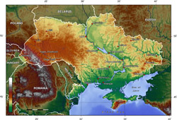 Топографическая карта Украины.