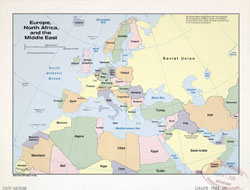 Большая подробная старая политическая карта Европы, Северной Африки и Ближнего Востока - 1982-го года.