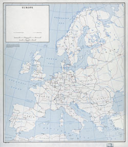 Большая подробная старая политическая карта с железными дорогами - 1960-го года.