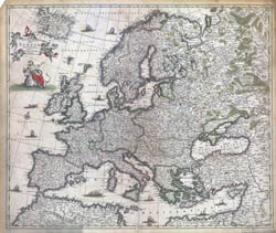 Крупномасштабная подробная старая карта Европы - 1700-го года.