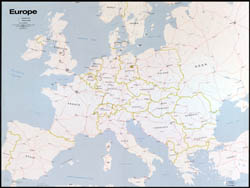 Крупномасштабная старая политическая карта Европы - 1973-го года.